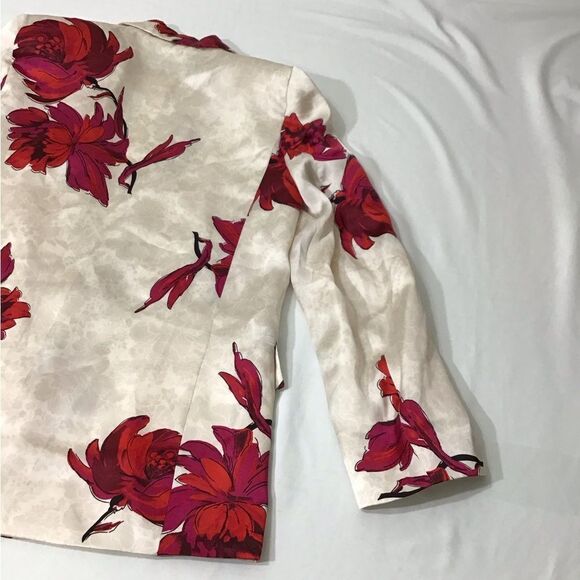 Zara Floral Print Satin Effect Open Blazer New Size Medium - Picture 10 of 16